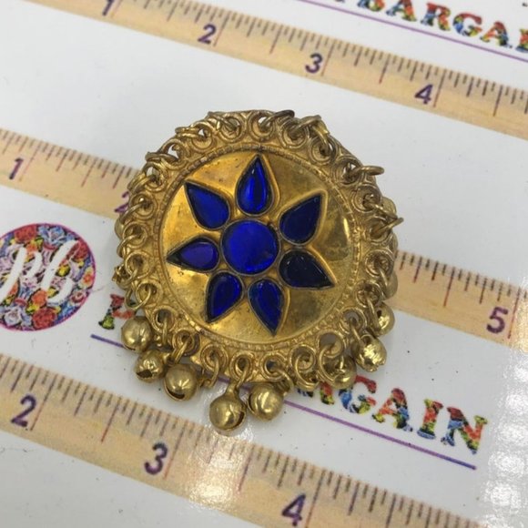 Afghan Kuchi Ring with Glass Stones And Bells, Afghan Ring, Tribal Ethnic Ring - Picture 1 of 2
